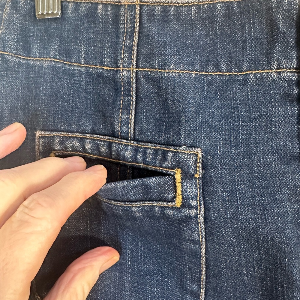 NWOT Vintage Gap Sz 4 Jean Denim Midi Skirt Button Fly Dark Wash Pockets Snaps - Picture 8 of 9